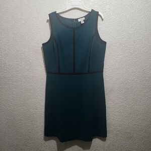 LOFT Sleeveless Sheath Dress Teal Black Trim Women’s Size 14